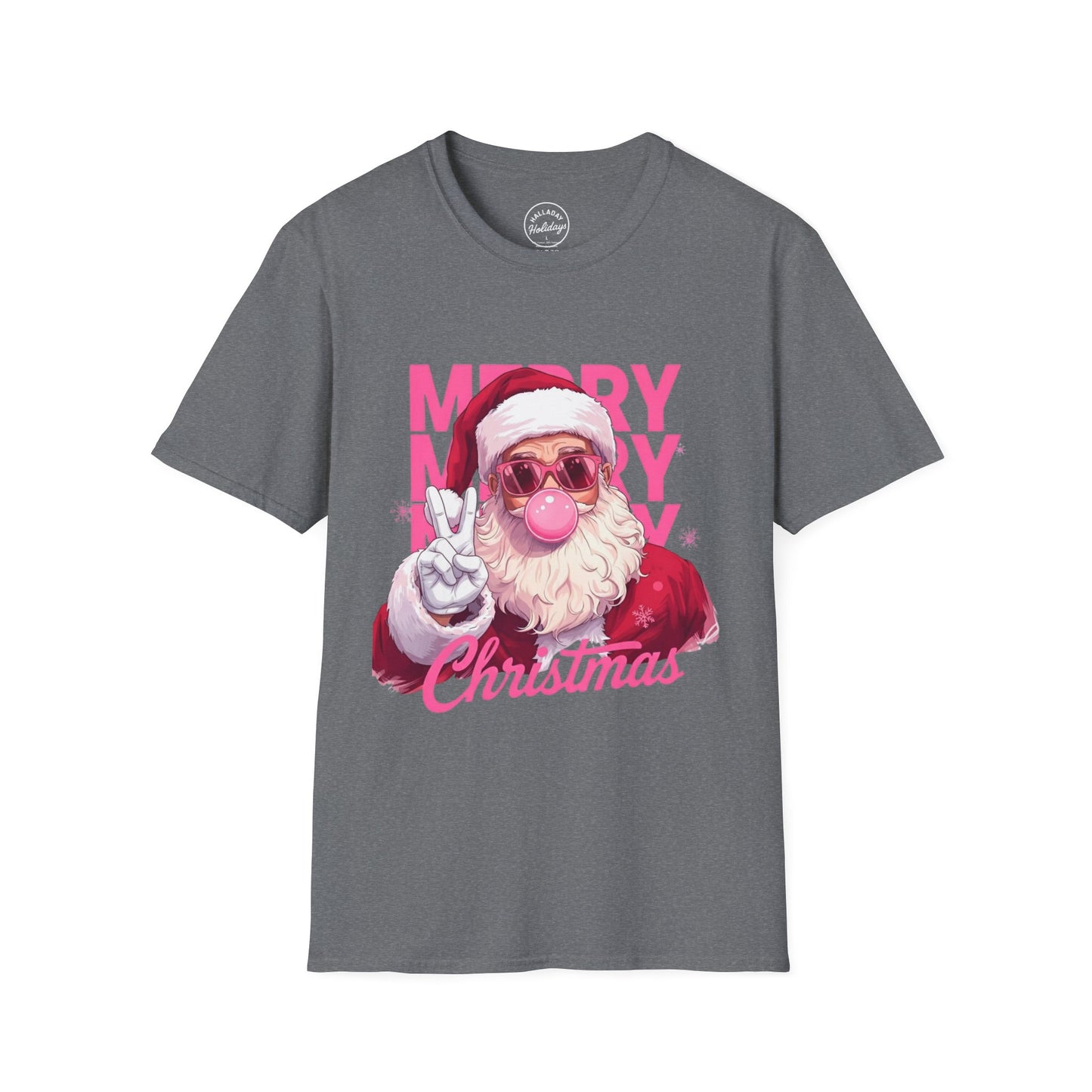 Santa Peace Sign Fun T-Shirt, Christmas Tee, Holiday Shirt, Festive Clothing, Bubble Blowing Santa Top