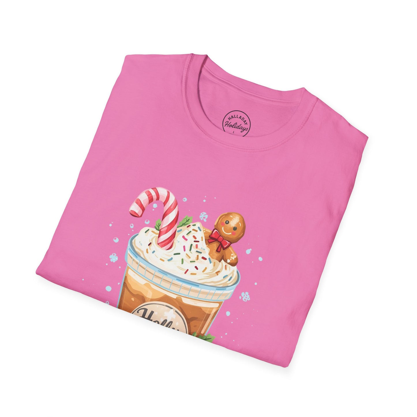 Cute Christmas Coffee Tee, Holiday Xmas Shirt, Funny Santa Gift Top, Festive Winter Apparel, Unisex Softstyle T-Shirt