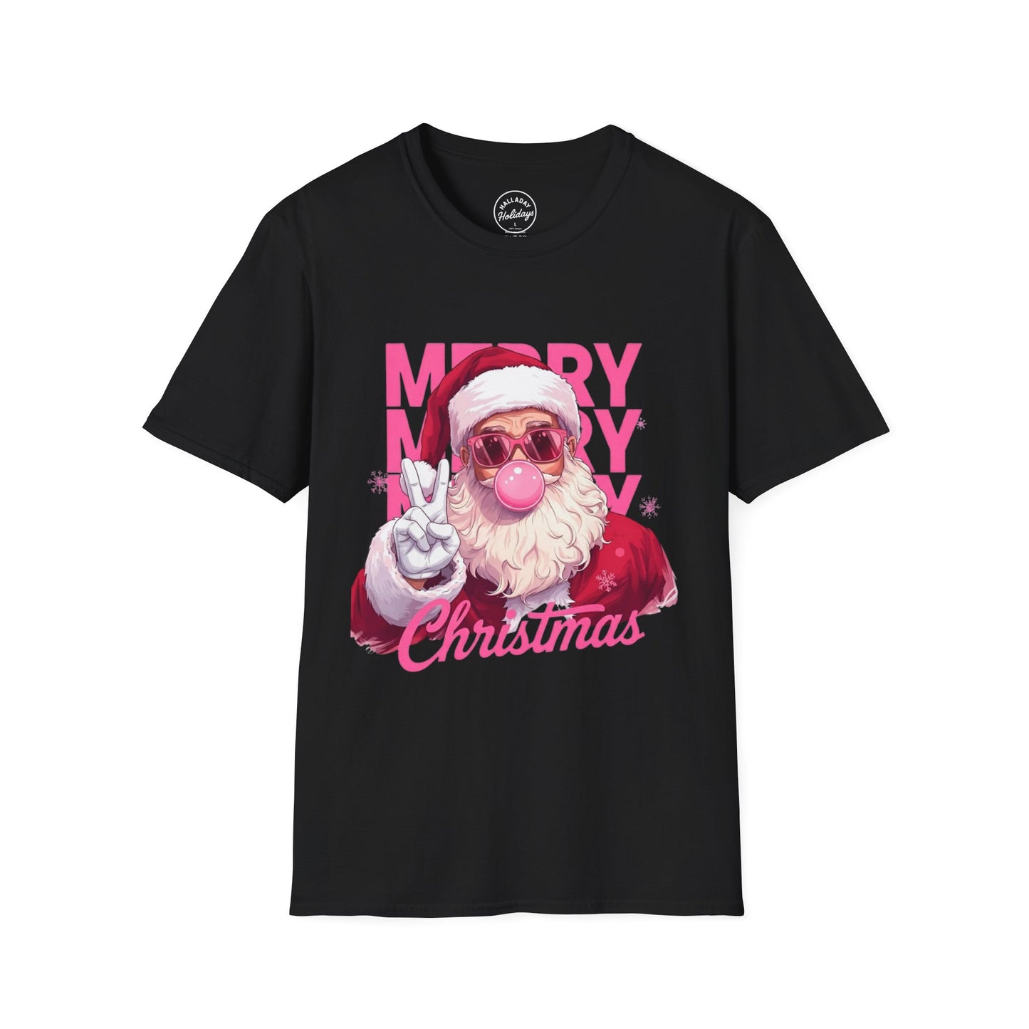 Santa Peace Sign Fun T-Shirt, Christmas Tee, Holiday Shirt, Festive Clothing, Bubble Blowing Santa Top