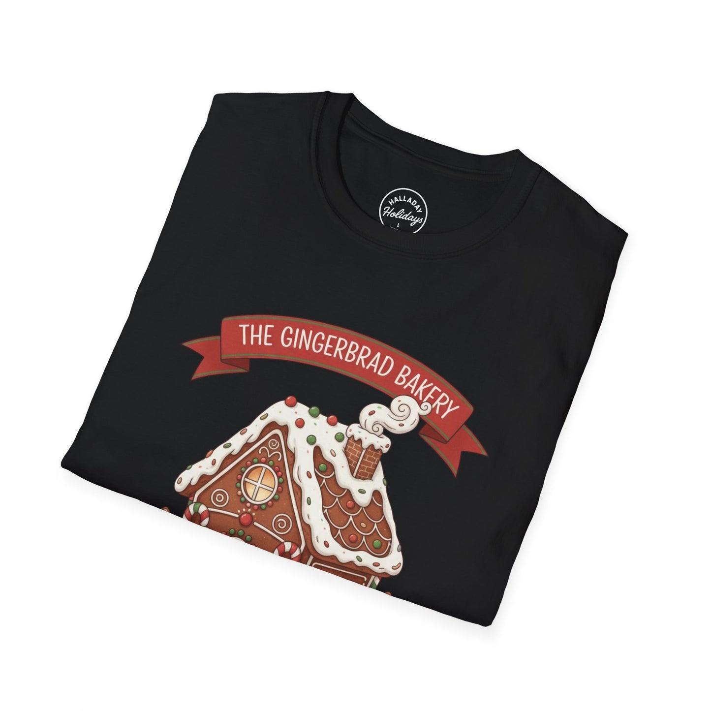 Gingerbread Bakery Christmas Tee, Unisex Tshirt, Holiday Shirt, Cute Baking Theme, Softstyle Top