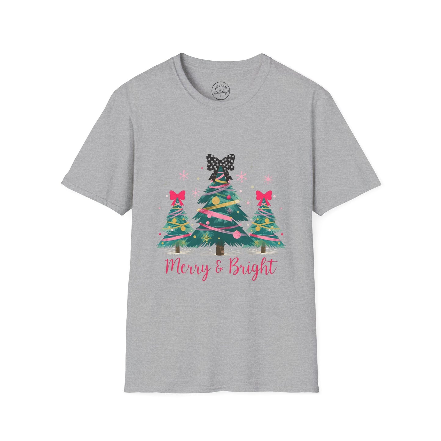 Merry & Bright Christmas T-Shirt, Holiday Tee, Unisex Festive Shirt, Christmas Gift, Seasonal Wear