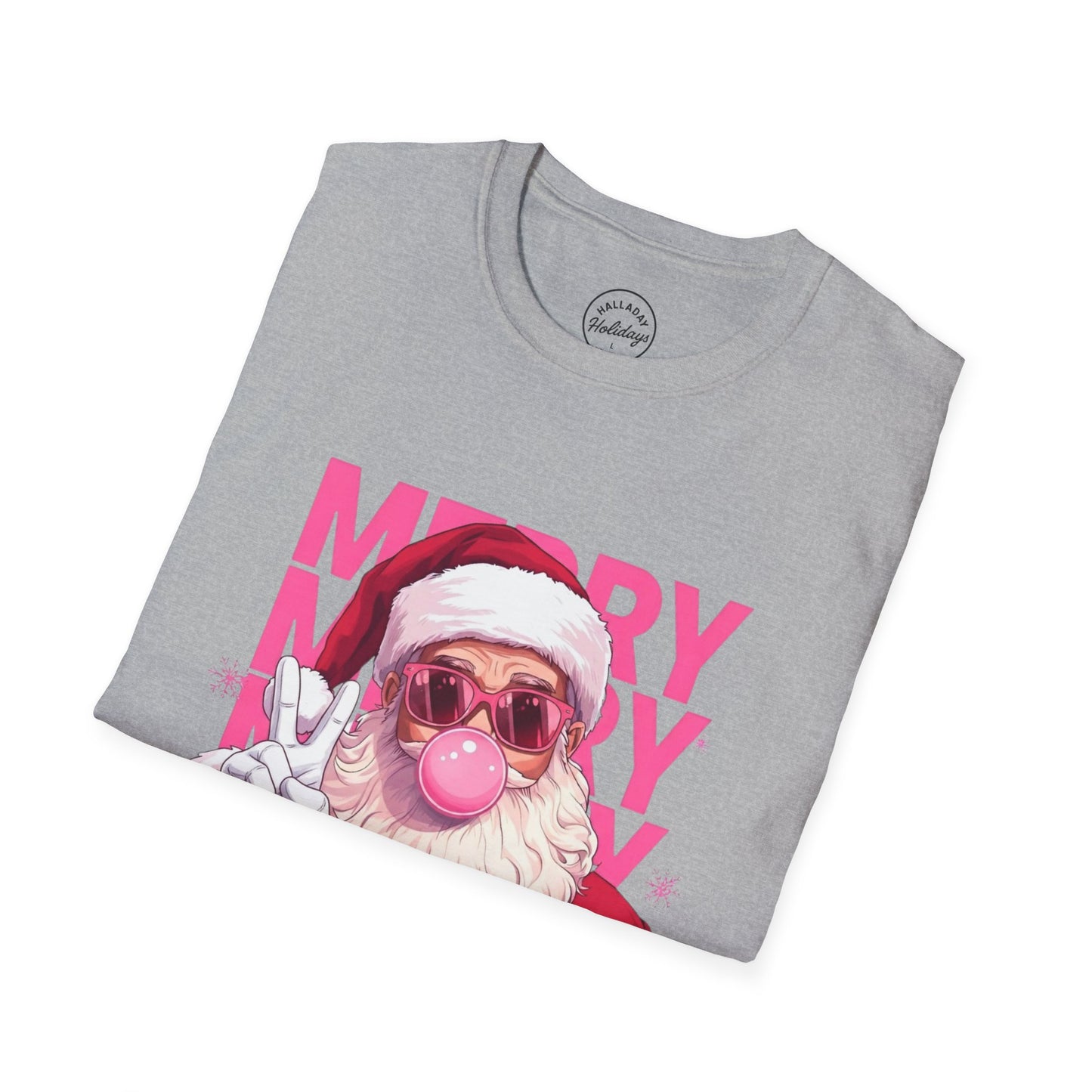 Santa Peace Sign Fun T-Shirt, Christmas Tee, Holiday Shirt, Festive Clothing, Bubble Blowing Santa Top