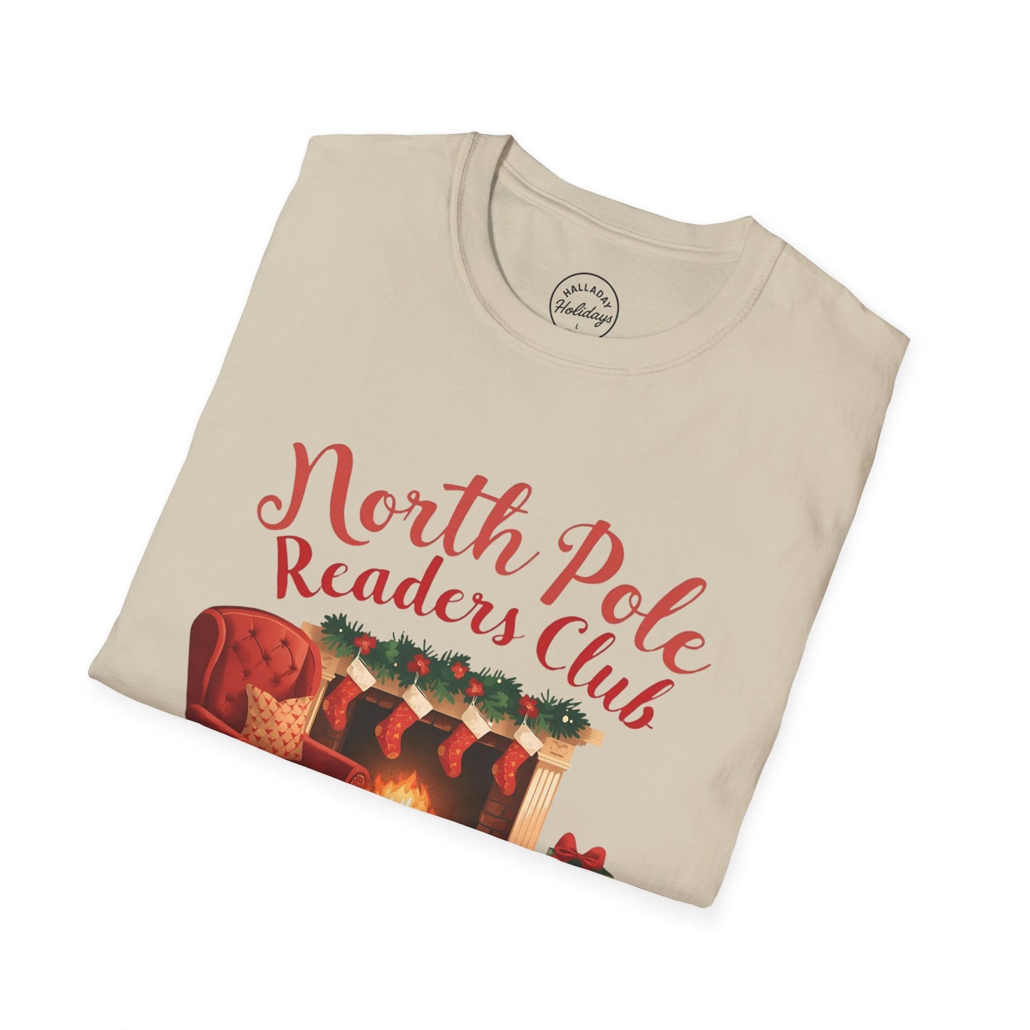 North Pole Readers Club T-Shirt, Cozy Winter Tee, Holiday Gift for Book Lovers, Christmas Pajama Top, Festive Reading Shirt