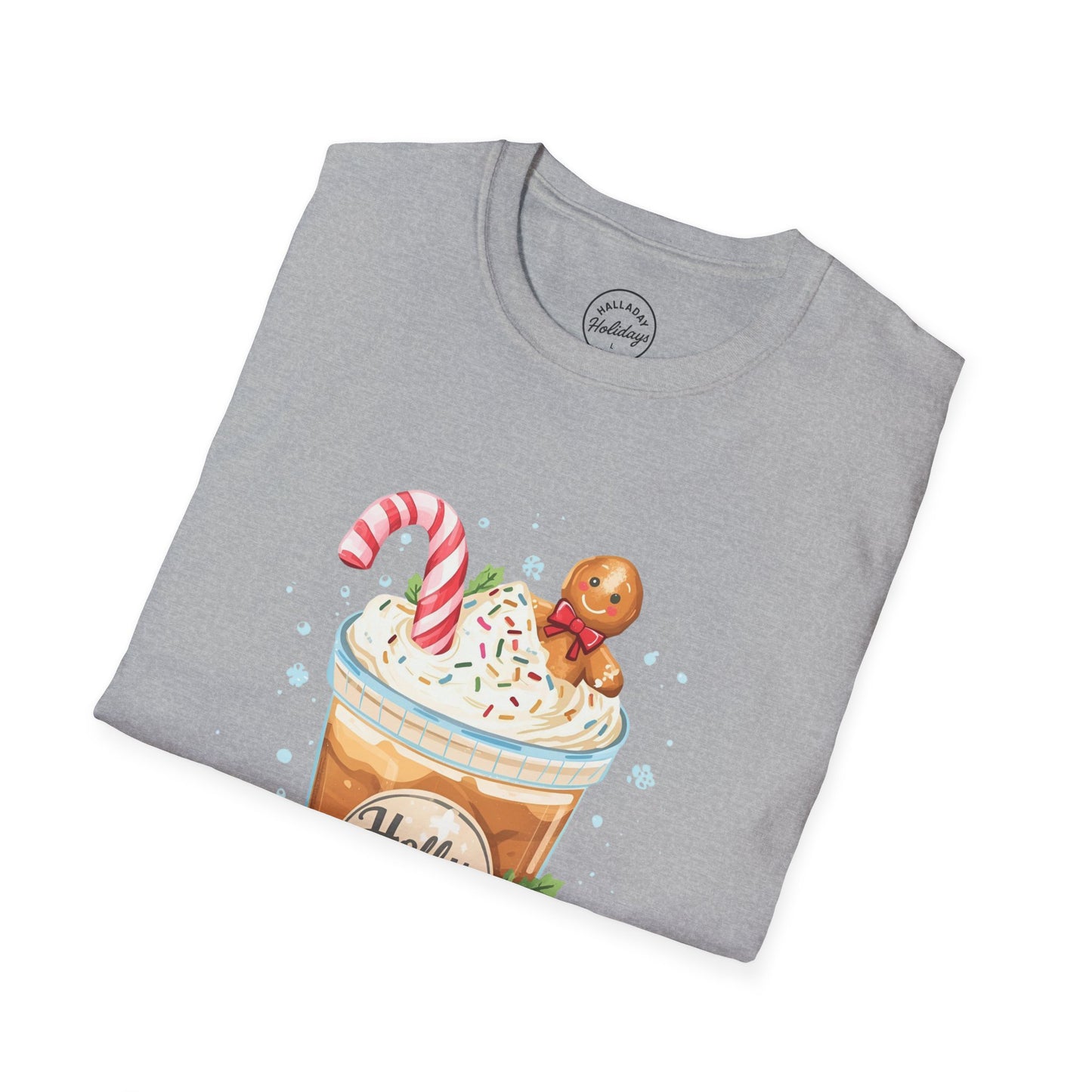 Cute Christmas Coffee Tee, Holiday Xmas Shirt, Funny Santa Gift Top, Festive Winter Apparel, Unisex Softstyle T-Shirt