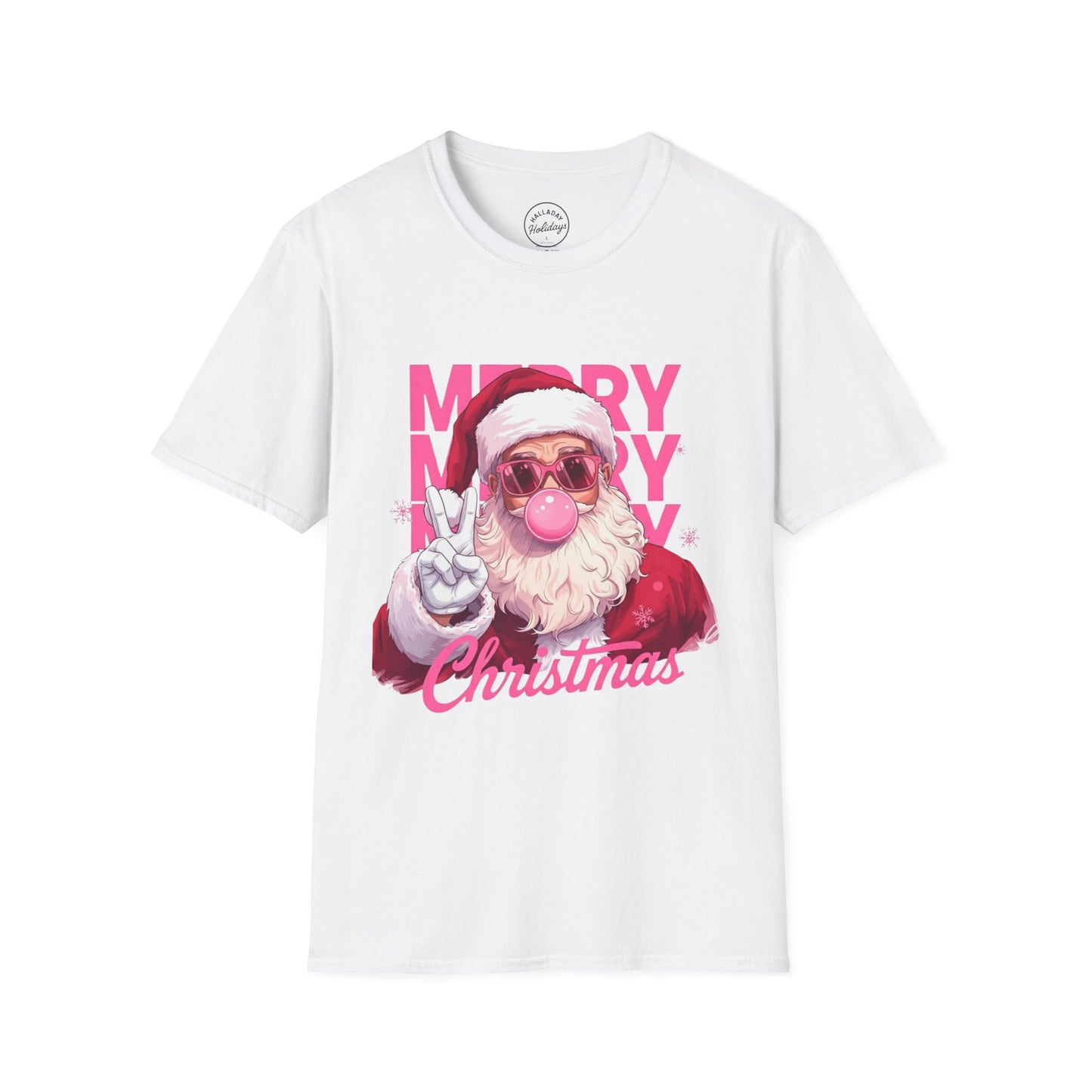 Santa Peace Sign Fun T-Shirt, Christmas Tee, Holiday Shirt, Festive Clothing, Bubble Blowing Santa Top