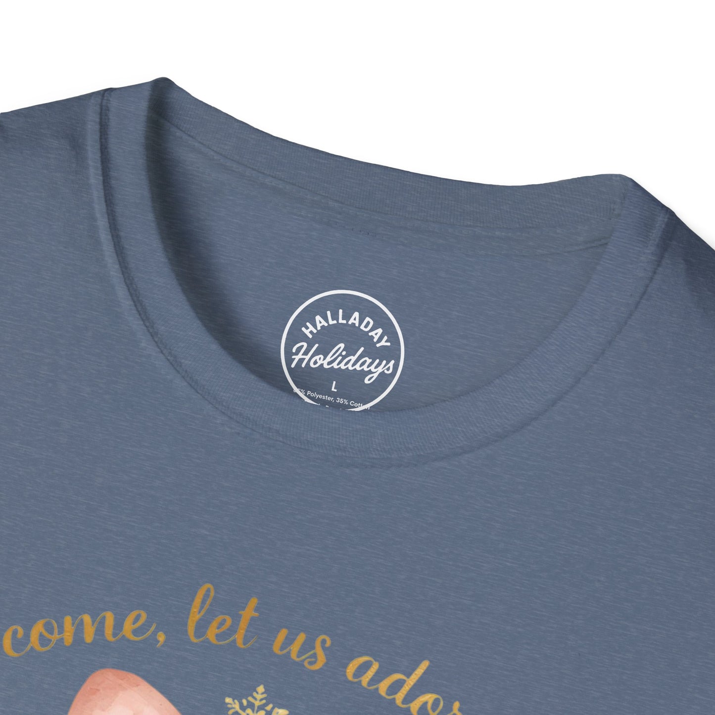 O Come Let Us Adore Him Tee Christian Christmas Unisex Softstyle T-Shirt, Holiday Christmas, Religious Shirt, Festive Apparel, Christian Gift