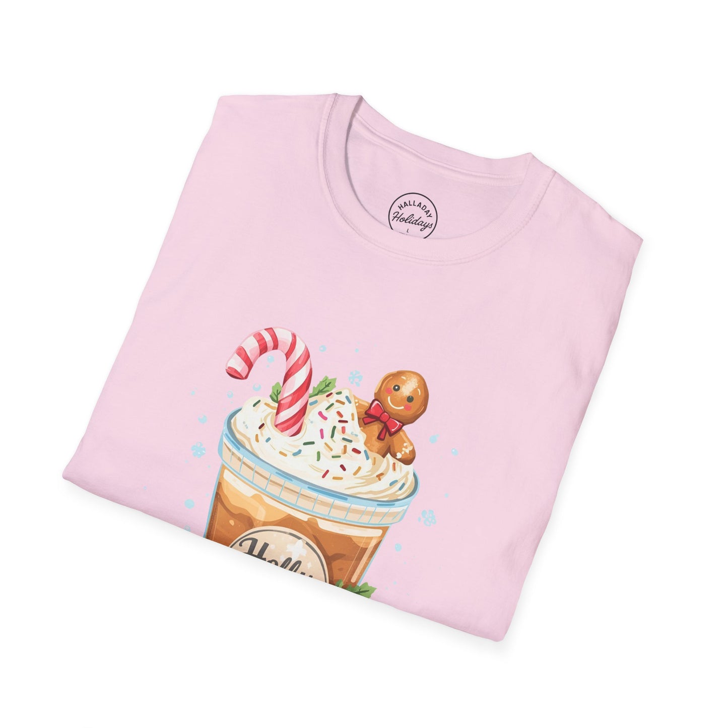 Cute Christmas Coffee Tee, Holiday Xmas Shirt, Funny Santa Gift Top, Festive Winter Apparel, Unisex Softstyle T-Shirt