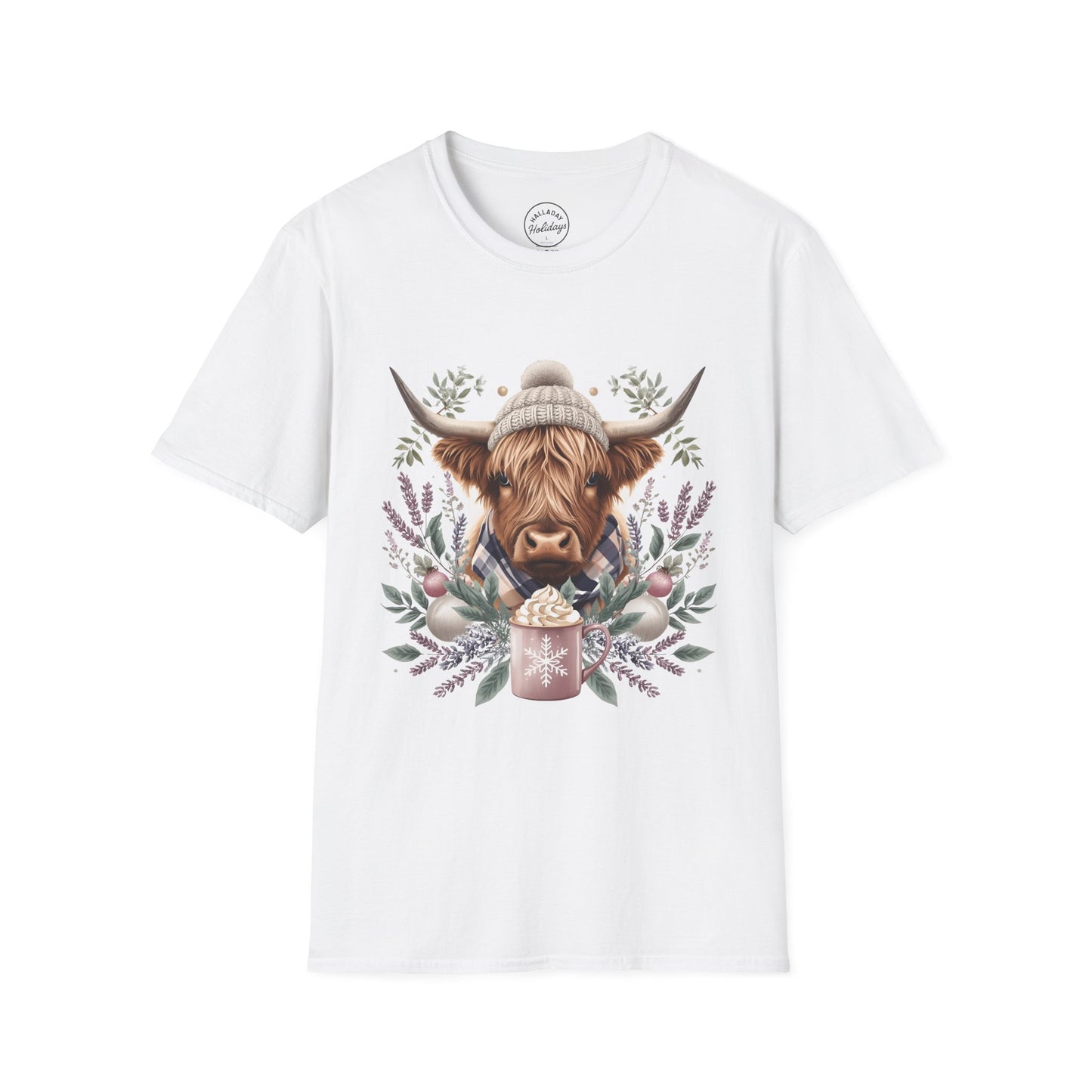 Highland Cow Holiday T-Shirt, Cute Christmas Tee, Festive Cow Shirt, Funny Winter Top, Gift for Animal Lovers