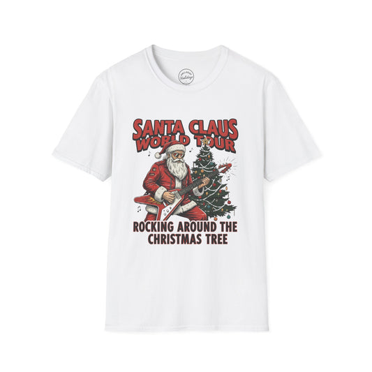 Santa Claus World Tour T-Shirt | Rocking Around the Christmas Tree | Holiday Gift | Unisex Tee | Christmas Apparel | Festive Wear