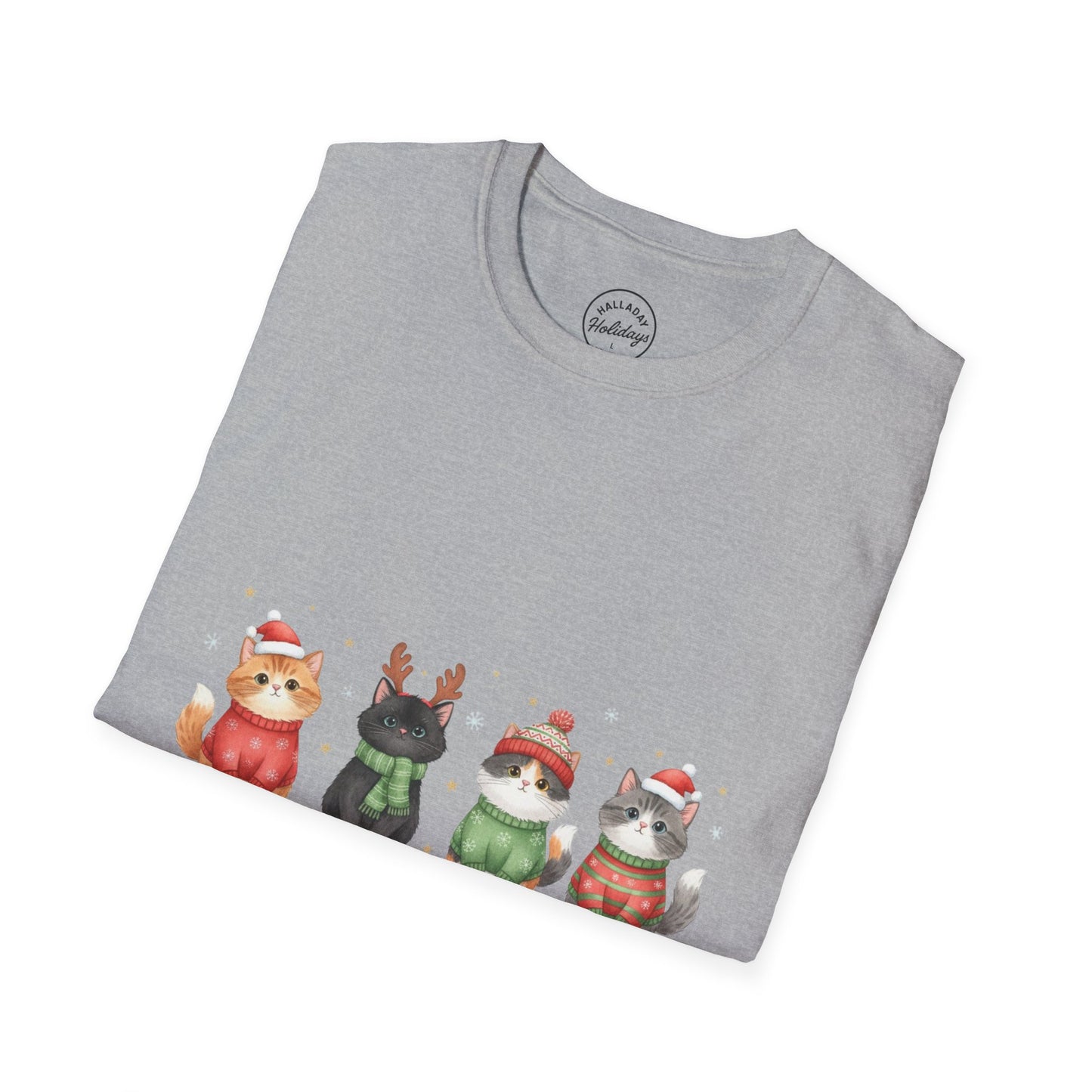 Meowy Christmas Cat T-Shirt, Unisex Holiday Tee, Cute Cat Shirt, Festive Gift, Merry Christmas Apparel