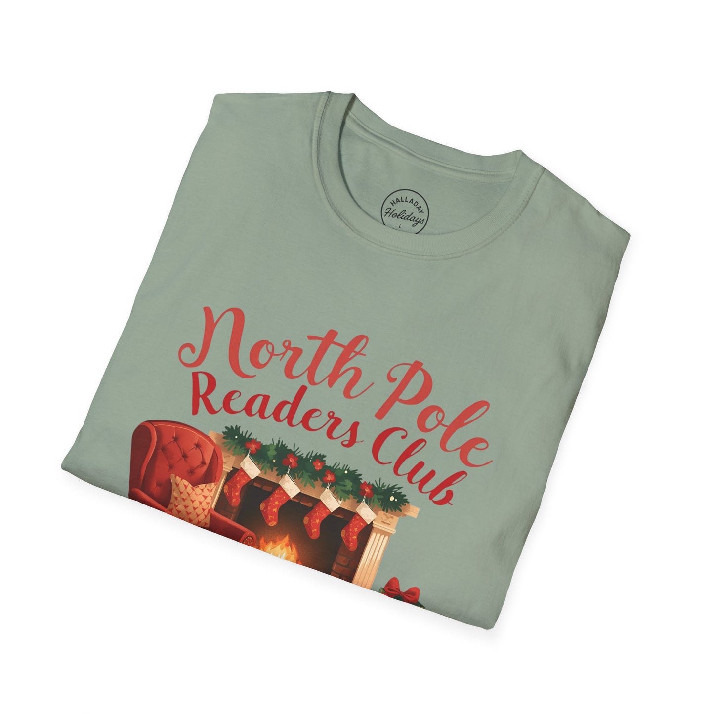 North Pole Readers Club T-Shirt, Cozy Winter Tee, Holiday Gift for Book Lovers, Christmas Pajama Top, Festive Reading Shirt