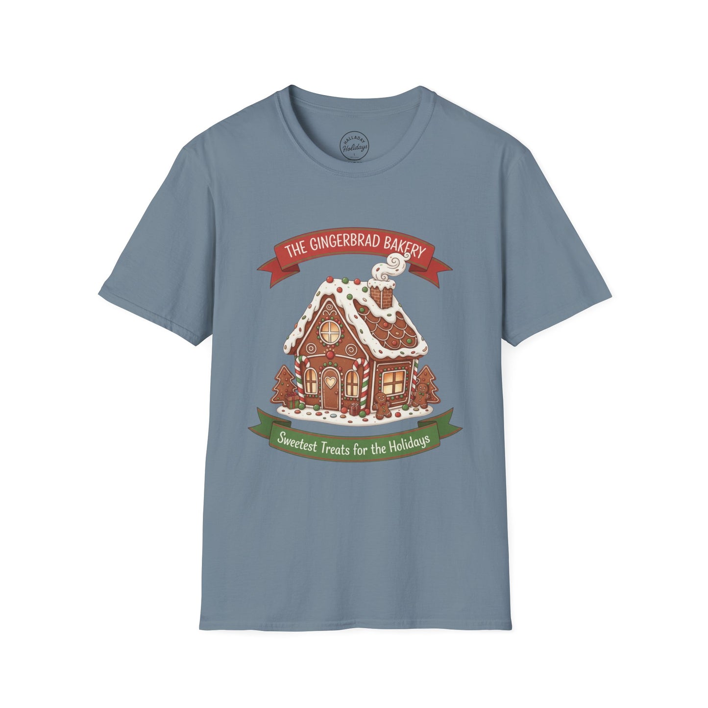 Gingerbread Bakery Christmas Tee, Unisex Tshirt, Holiday Shirt, Cute Baking Theme, Softstyle Top