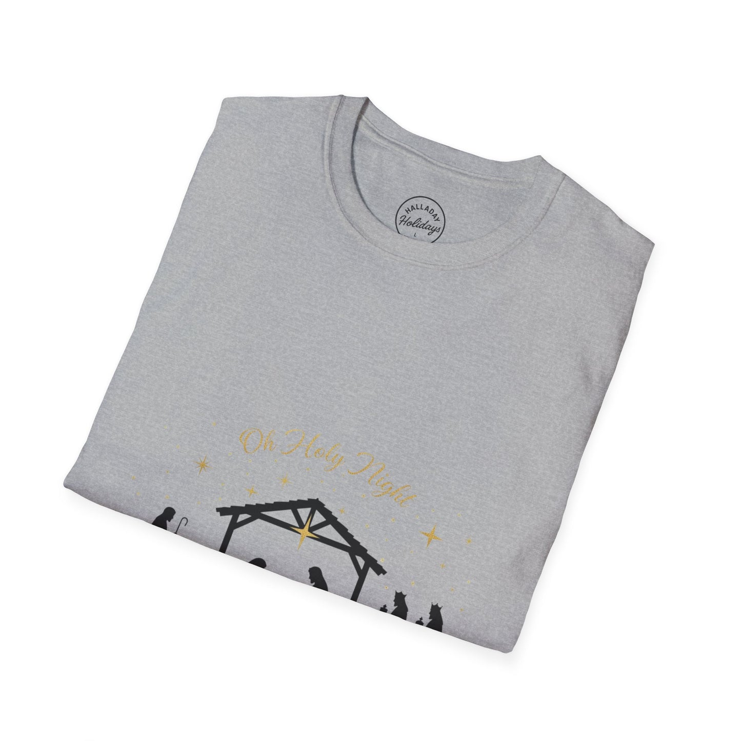 Holy Night Unisex T-Shirt - Christmas Gift, Nativity Scene Tee, Religious Apparel, Holiday Casual Wear, Faith-Based Merch