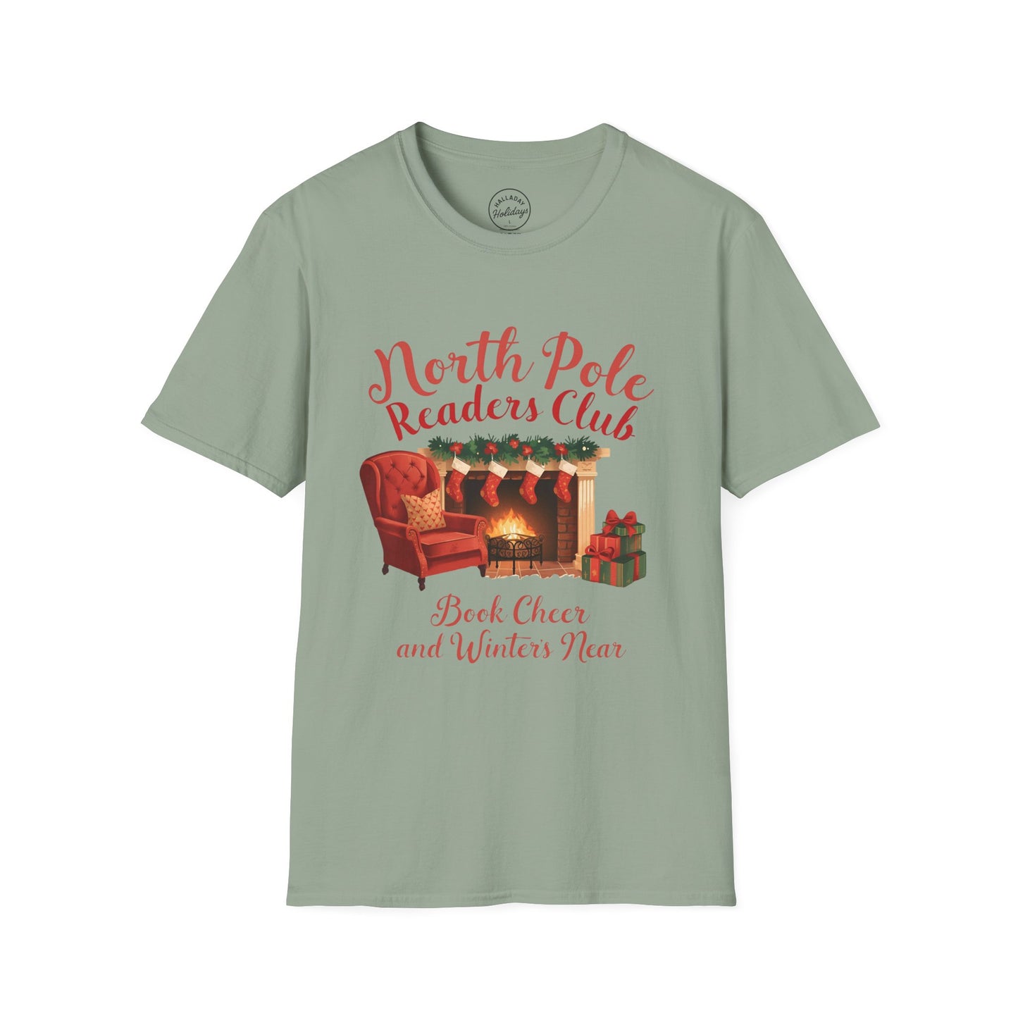 North Pole Readers Club T-Shirt, Cozy Winter Tee, Holiday Gift for Book Lovers, Christmas Pajama Top, Festive Reading Shirt