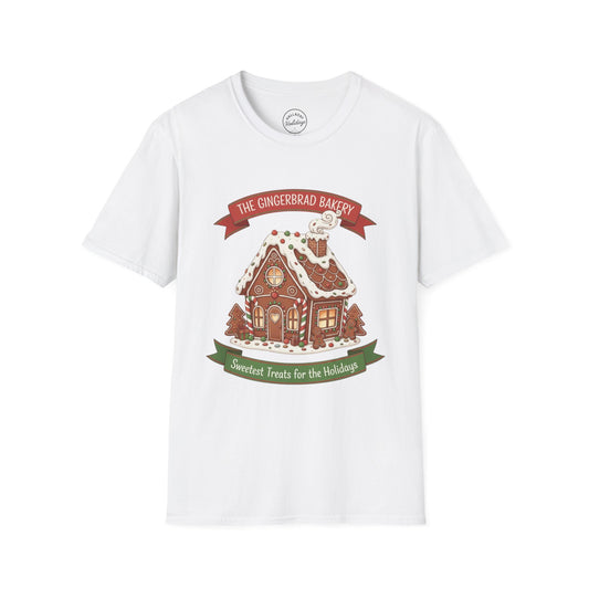 Gingerbread Bakery Christmas Tee, Unisex Tshirt, Holiday Shirt, Cute Baking Theme, Softstyle Top