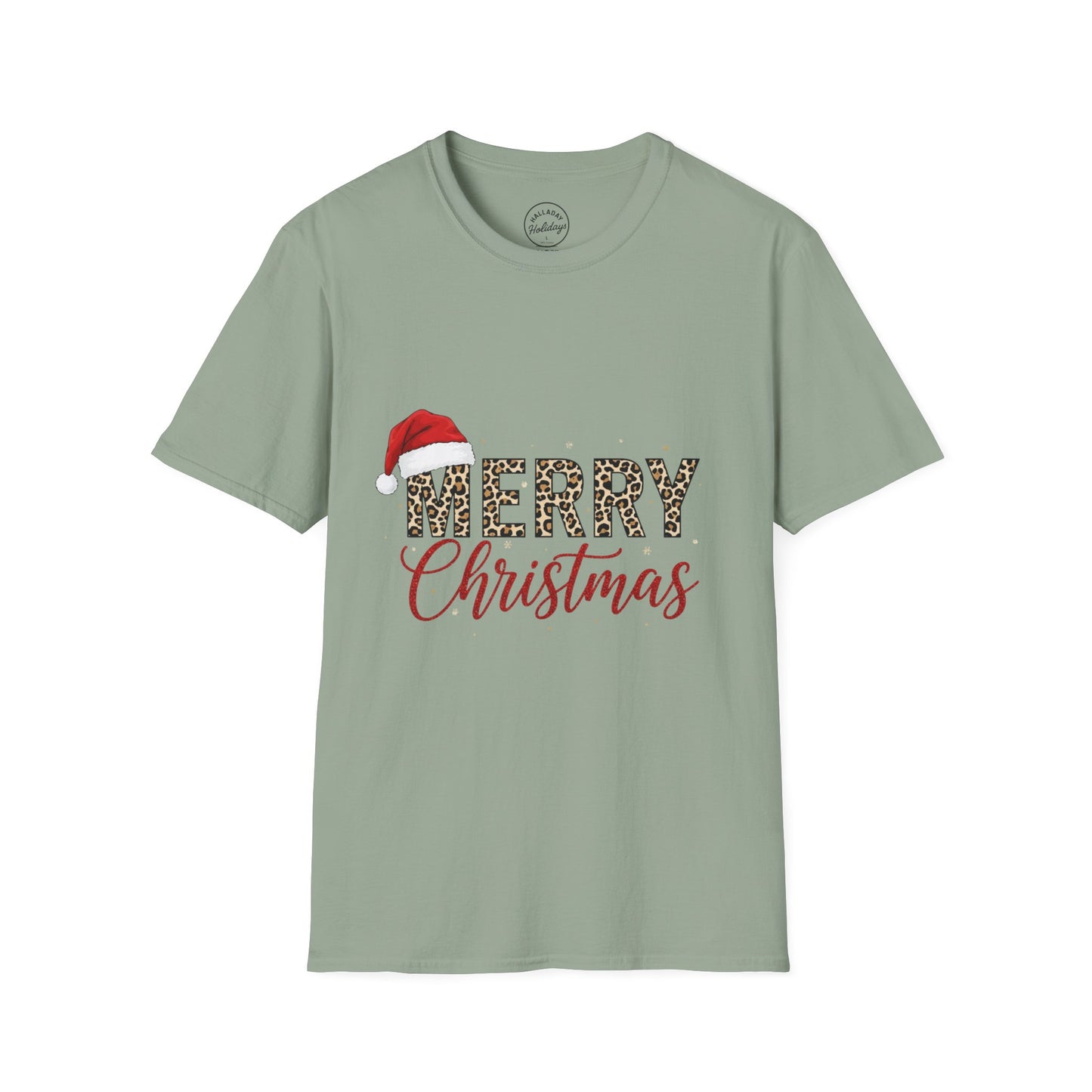 Leopard Christmas T-Shirt, Holiday Xmas Tee, Festive Animal Print Shirt, Unisex Softstyle Top, Merry Christmas Gift