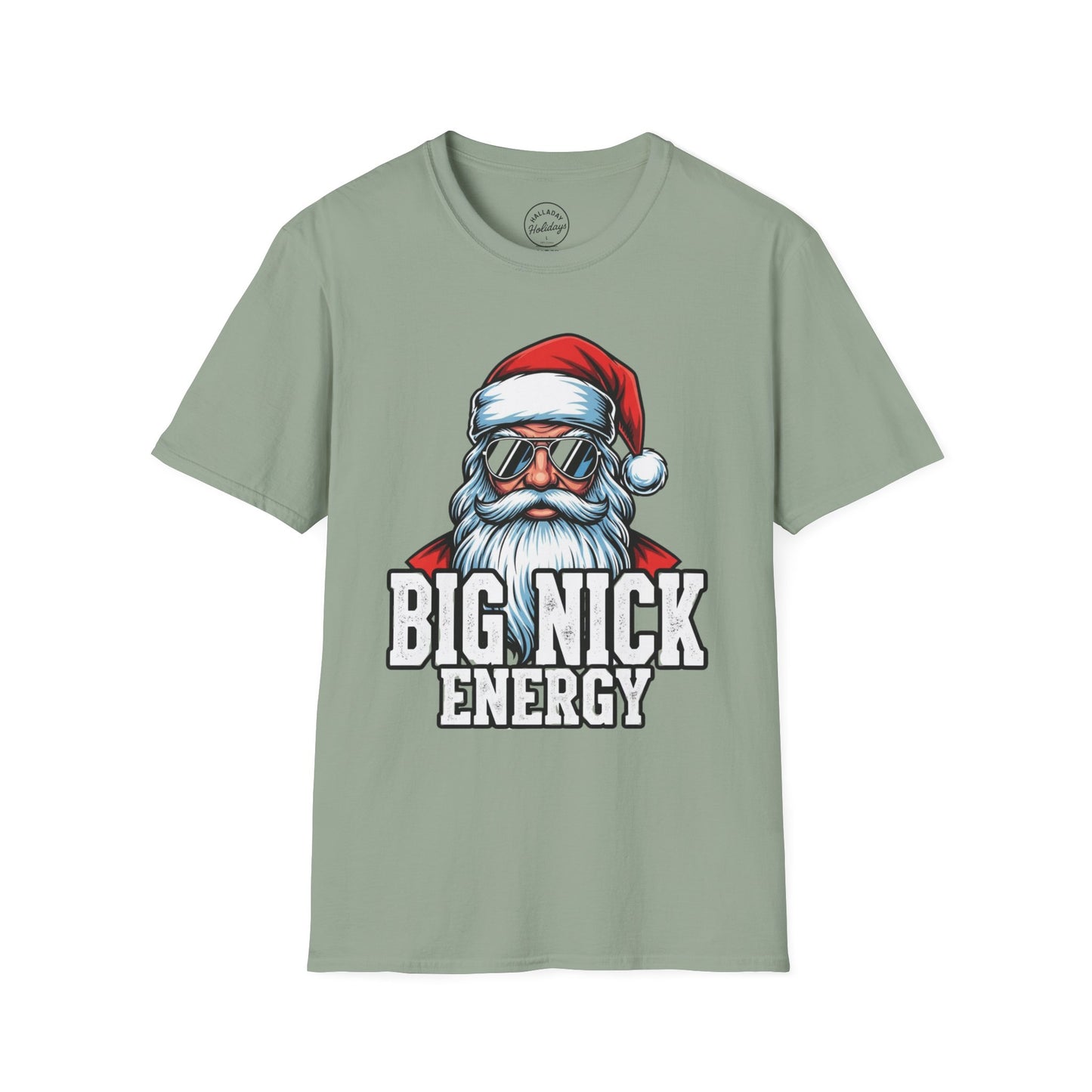 Funny Big Nick Energy Santa Christmas T-Shirt, Xmas Holiday Tee, Festive Top, Humorous Santa Shirt, Holiday Apparel