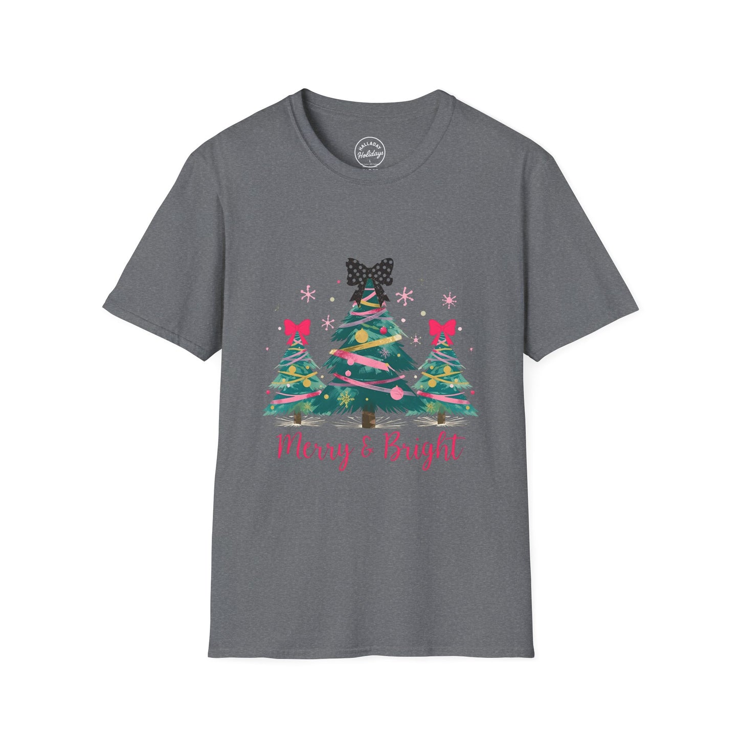 Merry & Bright Christmas T-Shirt, Holiday Tee, Unisex Festive Shirt, Christmas Gift, Seasonal Wear
