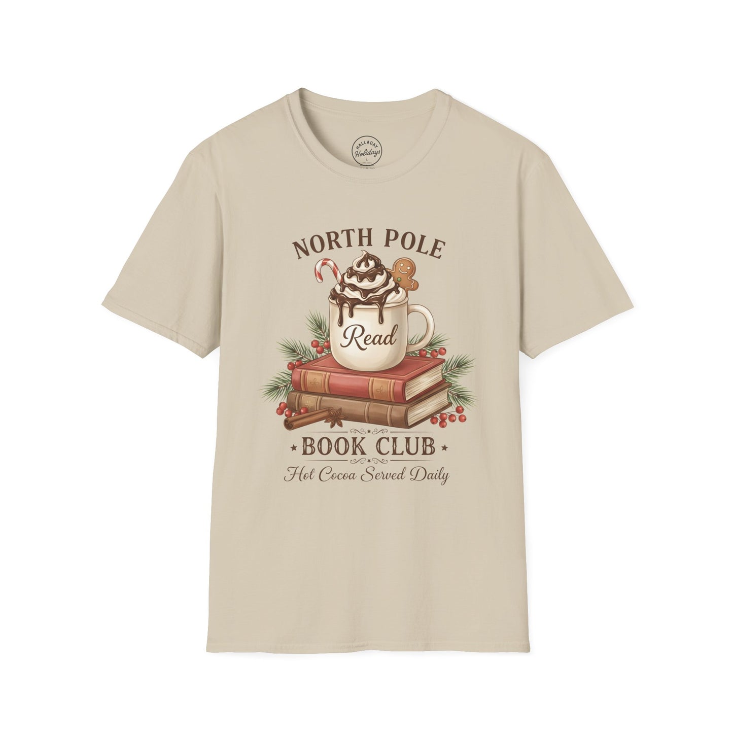 North Pole Book Club T-Shirt | Holiday Reading Tee, Christmas Gift, Cozy Vibes, Winter Apparel, Unisex Softstyle Shirt
