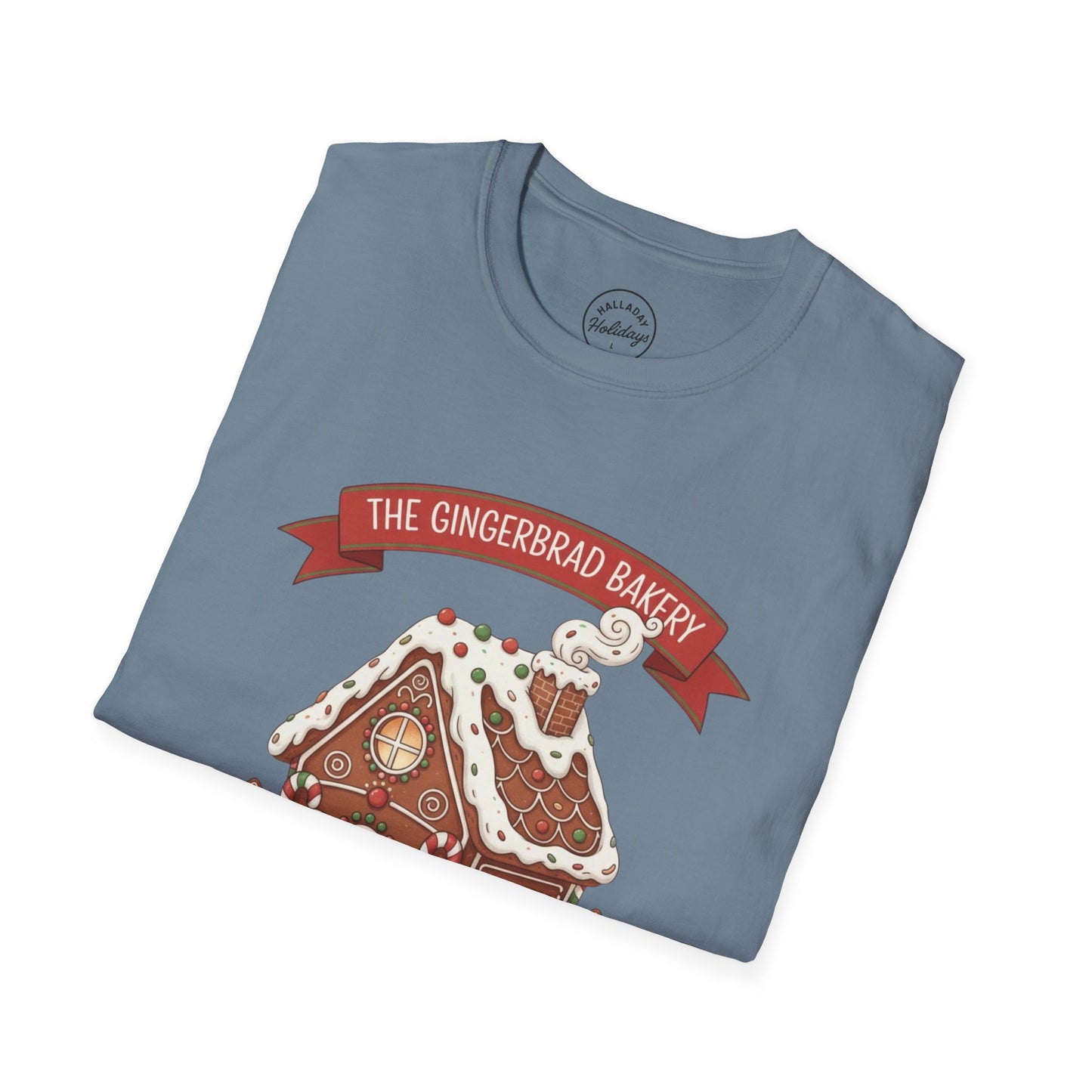 Gingerbread Bakery Christmas Tee, Unisex Tshirt, Holiday Shirt, Cute Baking Theme, Softstyle Top