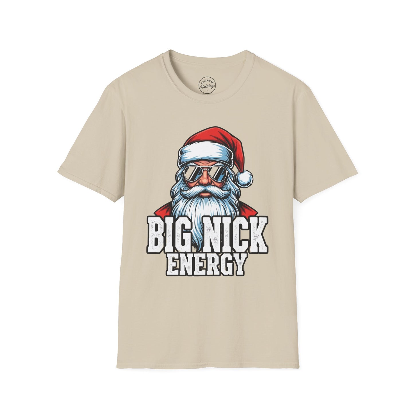 Funny Big Nick Energy Santa Christmas T-Shirt, Xmas Holiday Tee, Festive Top, Humorous Santa Shirt, Holiday Apparel