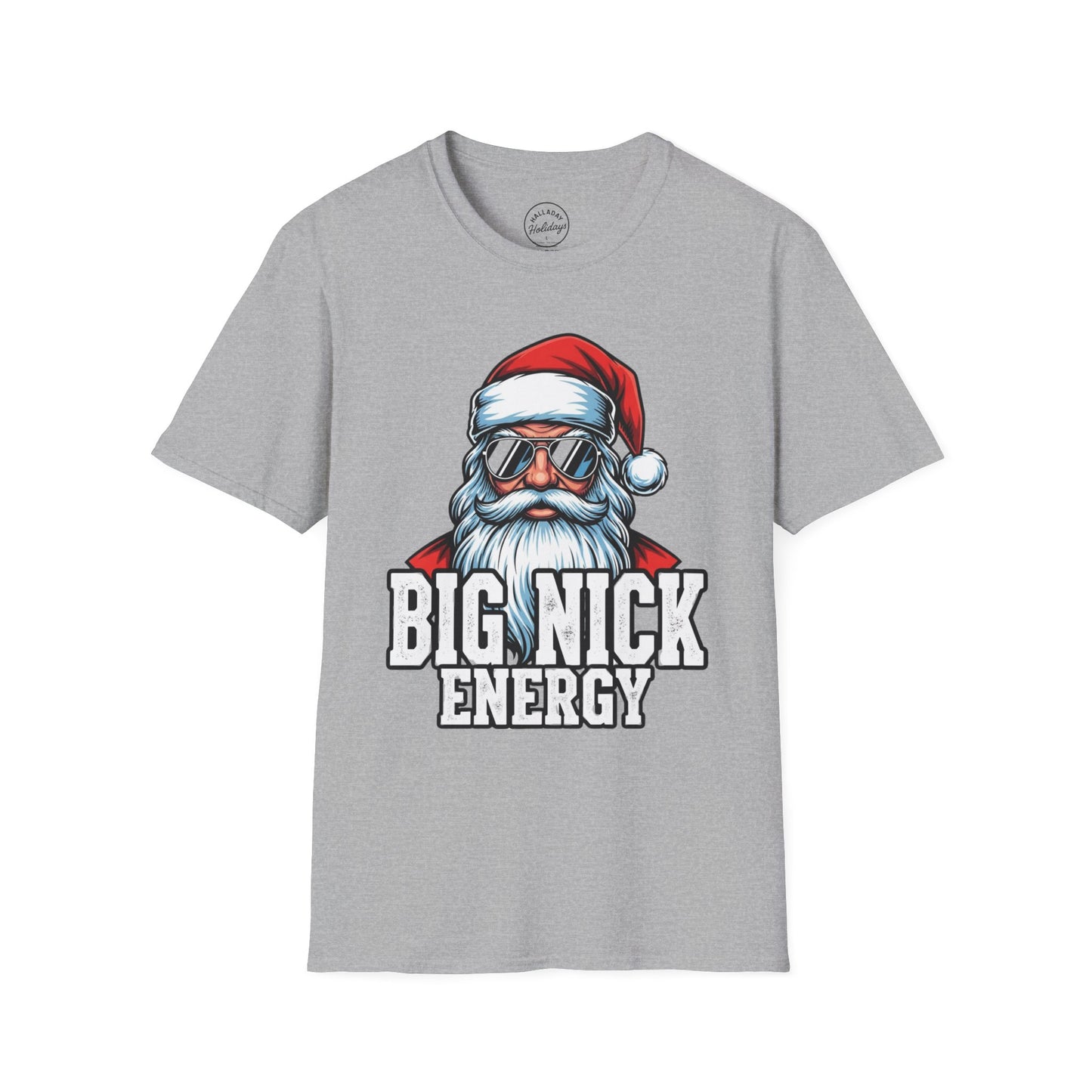 Funny Big Nick Energy Santa Christmas T-Shirt, Xmas Holiday Tee, Festive Top, Humorous Santa Shirt, Holiday Apparel