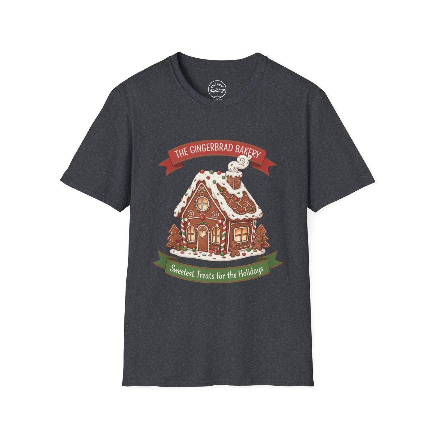 Gingerbread Bakery Christmas Tee, Unisex Tshirt, Holiday Shirt, Cute Baking Theme, Softstyle Top
