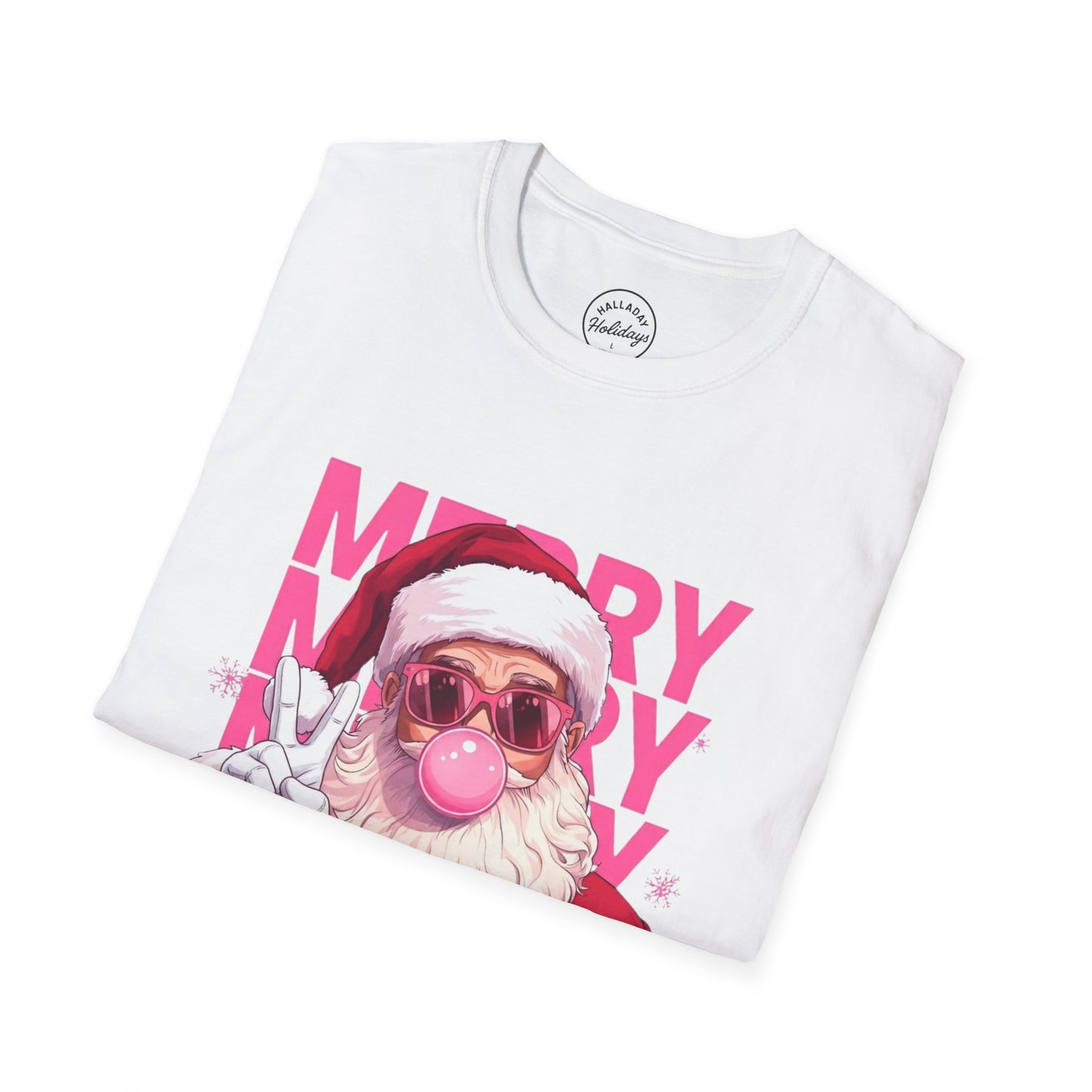 Santa Peace Sign Fun T-Shirt, Christmas Tee, Holiday Shirt, Festive Clothing, Bubble Blowing Santa Top