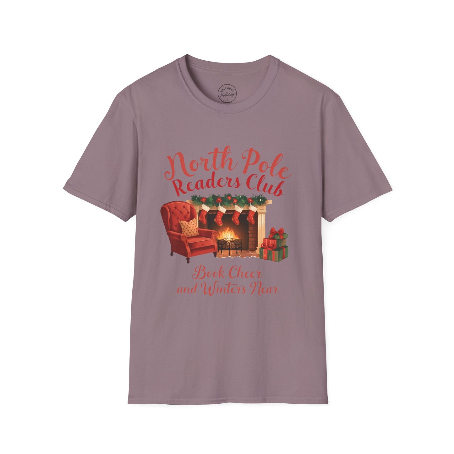 North Pole Readers Club T-Shirt, Cozy Winter Tee, Holiday Gift for Book Lovers, Christmas Pajama Top, Festive Reading Shirt