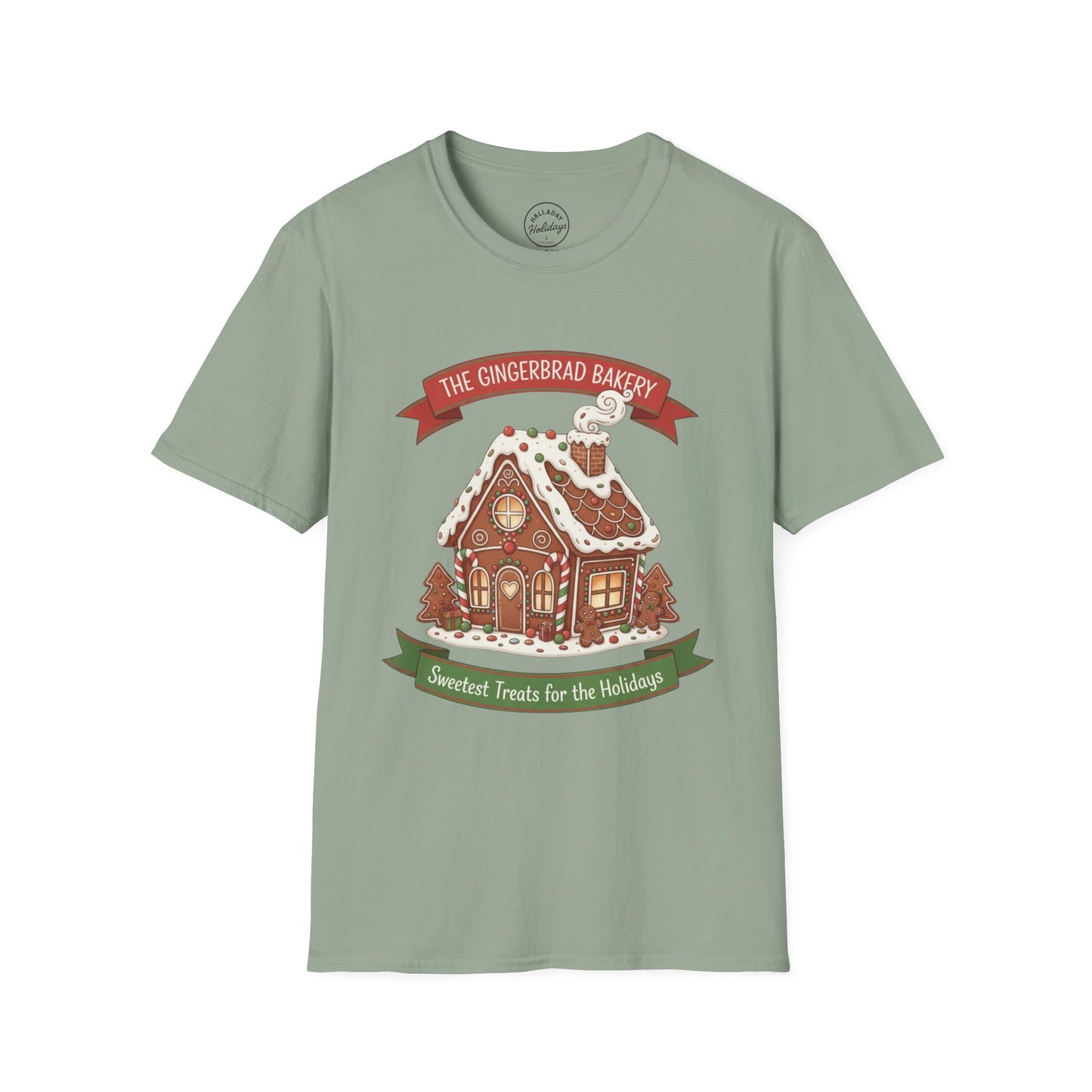 Gingerbread Bakery Christmas Tee, Unisex Tshirt, Holiday Shirt, Cute Baking Theme, Softstyle Top