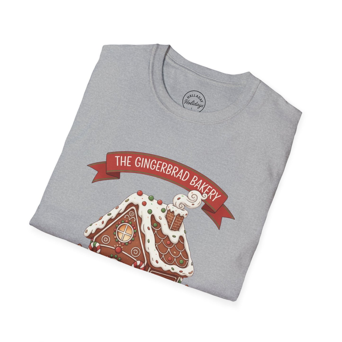 Gingerbread Bakery Christmas Tee, Unisex Tshirt, Holiday Shirt, Cute Baking Theme, Softstyle Top