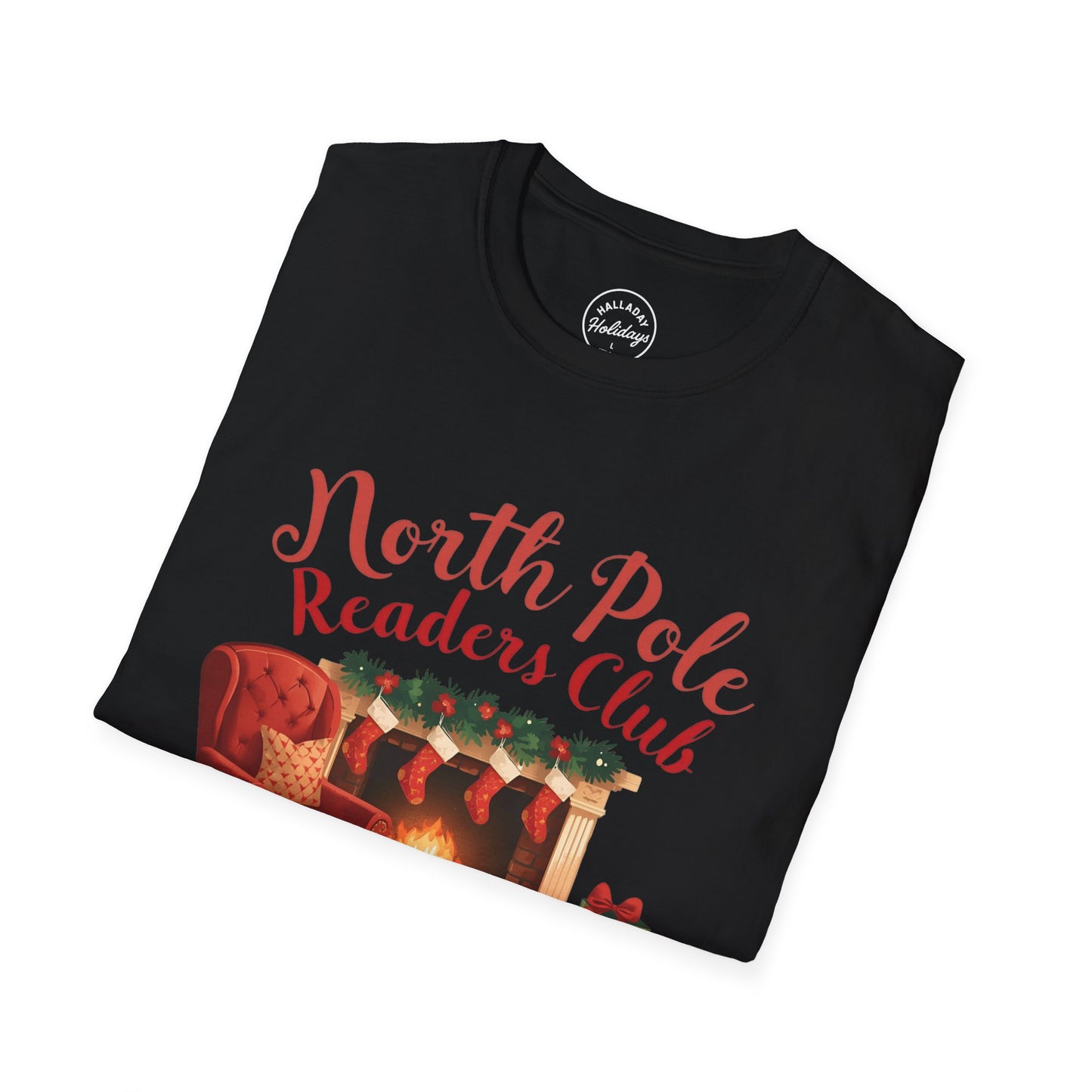 North Pole Readers Club T-Shirt, Cozy Winter Tee, Holiday Gift for Book Lovers, Christmas Pajama Top, Festive Reading Shirt