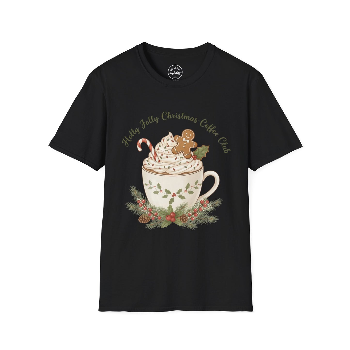 Christmas Coffee Club Unisex T-Shirt, Festive Holly Jolly Xmas Shirt, Holiday Gift for Coffee Lovers, Cute Christmas Tee, Coffee Club Shirt