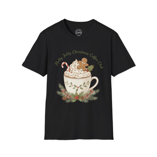 Christmas Coffee Club Unisex T-Shirt, Festive Holly Jolly Xmas Shirt, Holiday Gift for Coffee Lovers, Cute Christmas Tee, Coffee Club Shirt