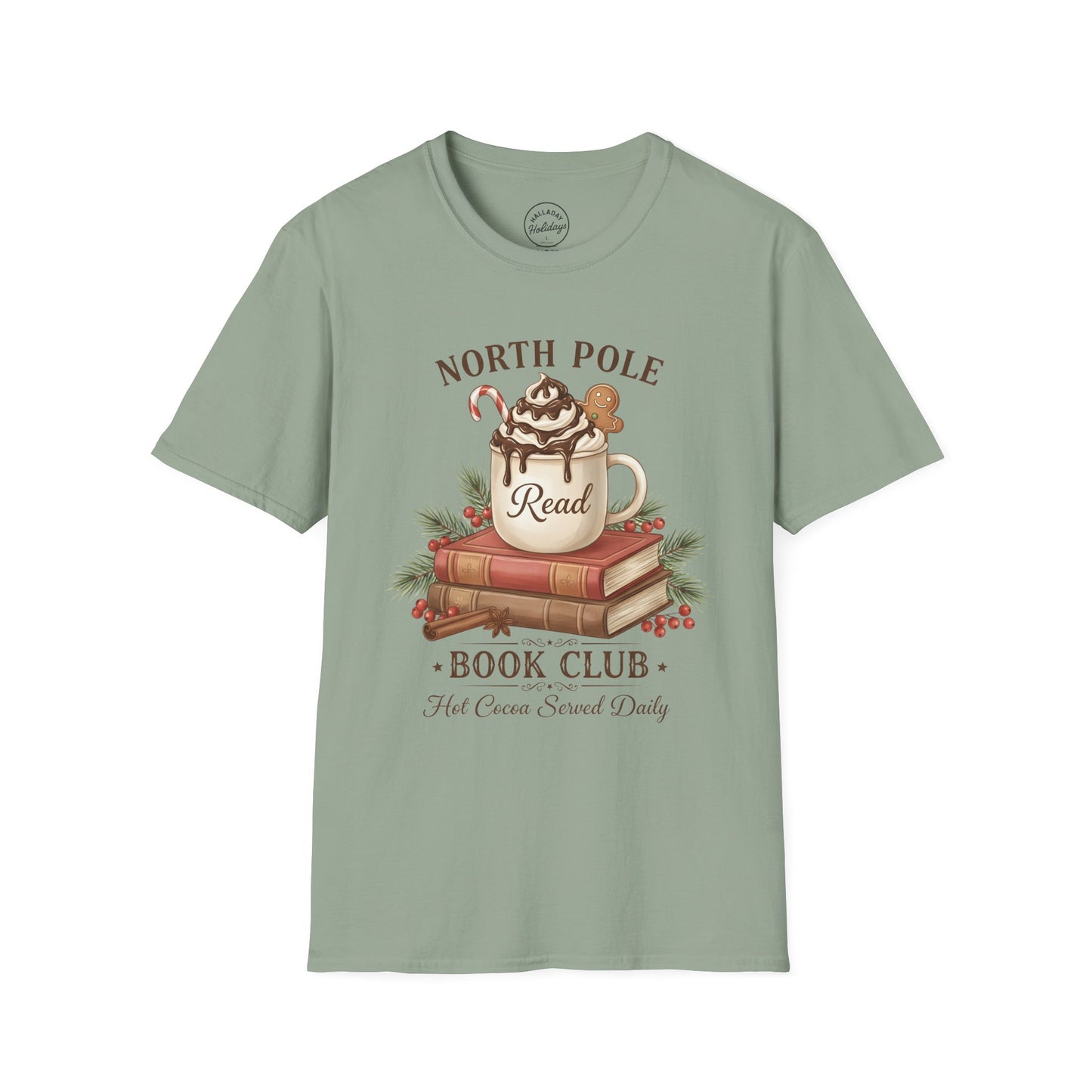 North Pole Book Club T-Shirt | Holiday Reading Tee, Christmas Gift, Cozy Vibes, Winter Apparel, Unisex Softstyle Shirt