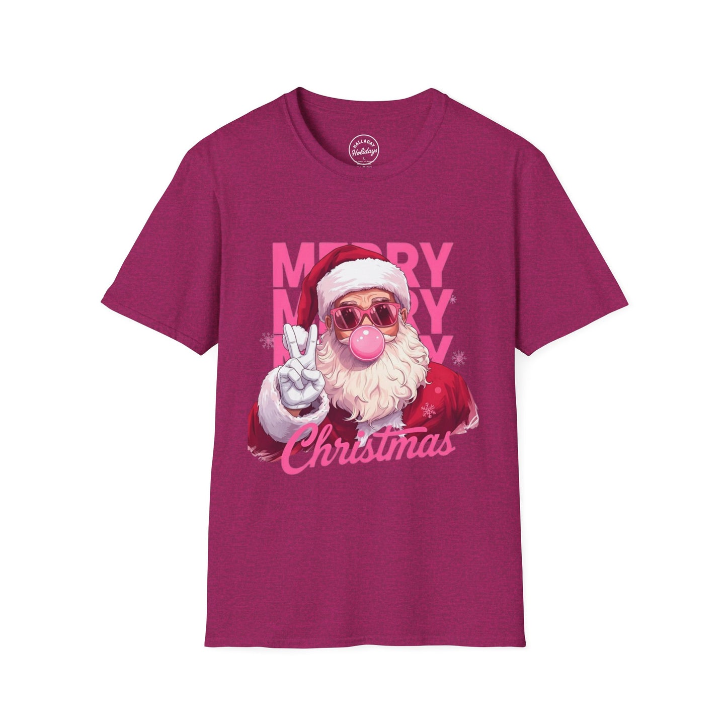 Santa Peace Sign Fun T-Shirt, Christmas Tee, Holiday Shirt, Festive Clothing, Bubble Blowing Santa Top