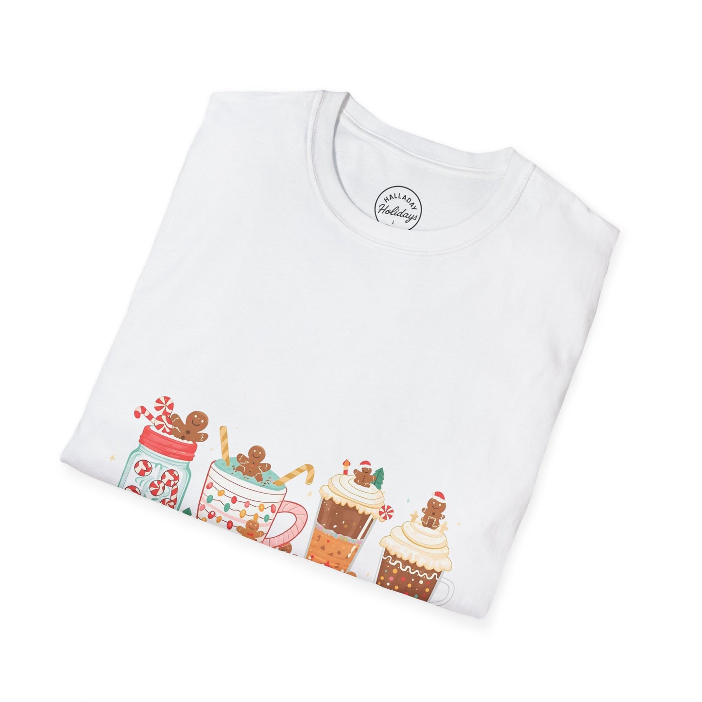 Festive Hot Cocoa T-Shirt | Cozy Winter Apparel, Holiday Gift, Christmas Tee, Cute Mug Design, Unisex Softstyle