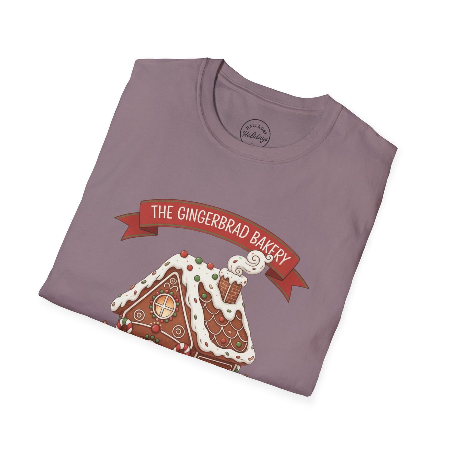 Gingerbread Bakery Christmas Tee, Unisex Tshirt, Holiday Shirt, Cute Baking Theme, Softstyle Top