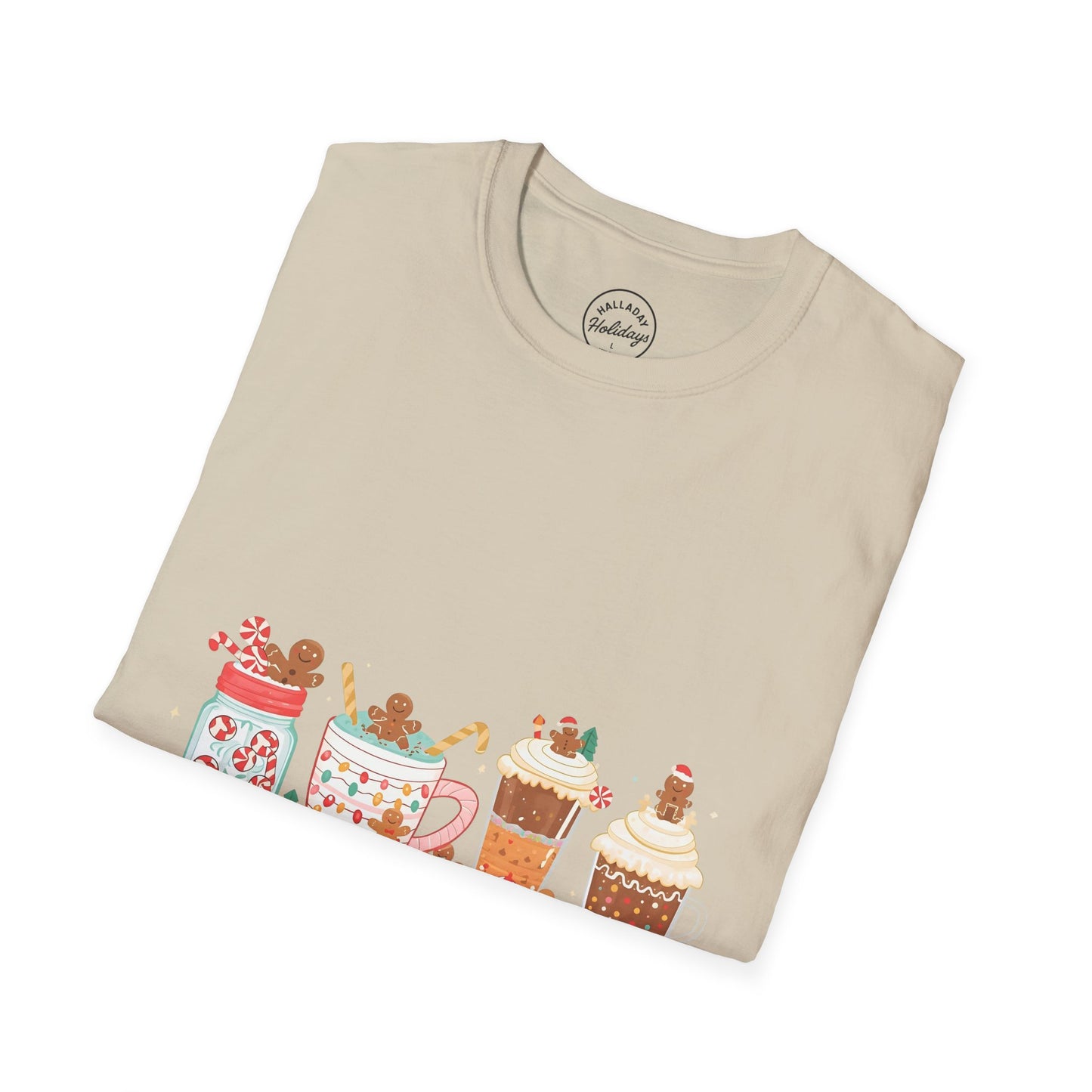 Festive Hot Cocoa T-Shirt | Cozy Winter Apparel, Holiday Gift, Christmas Tee, Cute Mug Design, Unisex Softstyle