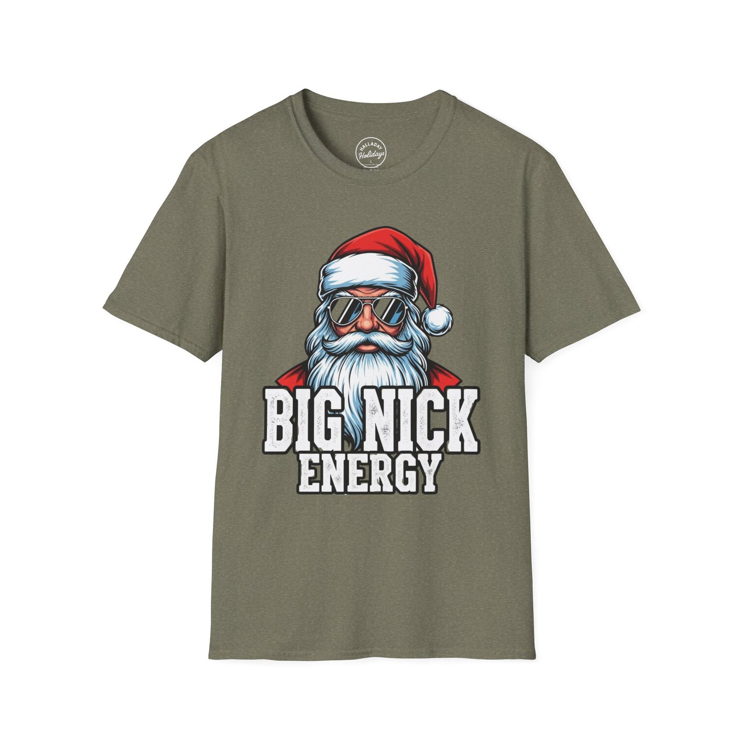 Funny Big Nick Energy Santa Christmas T-Shirt, Xmas Holiday Tee, Festive Top, Humorous Santa Shirt, Holiday Apparel
