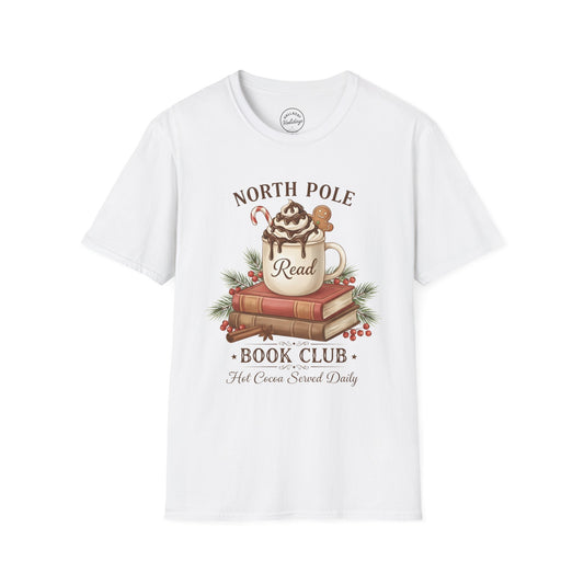 North Pole Book Club T-Shirt | Holiday Reading Tee, Christmas Gift, Cozy Vibes, Winter Apparel, Unisex Softstyle Shirt
