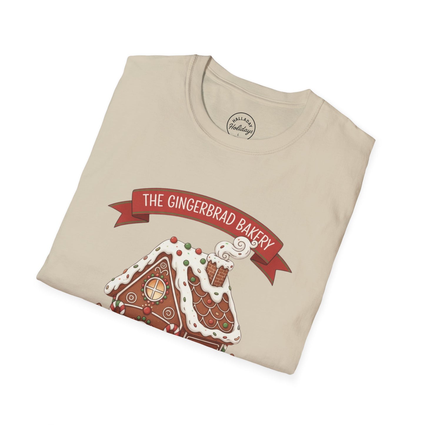 Gingerbread Bakery Christmas Tee, Unisex Tshirt, Holiday Shirt, Cute Baking Theme, Softstyle Top