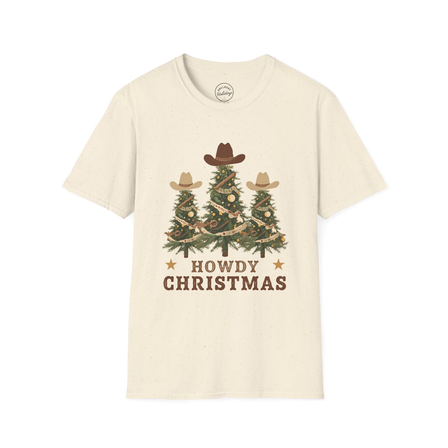 Howdy Christmas Cowboy T-Shirt, Fun Holiday Tee, Unisex Christmas Shirt, Festive Gift for Cowpoke, Holiday Party Wear